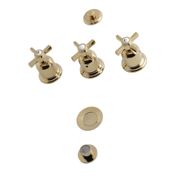 Millennium KB6322ZX 3-Handle Bidet Faucet, Polished Brass